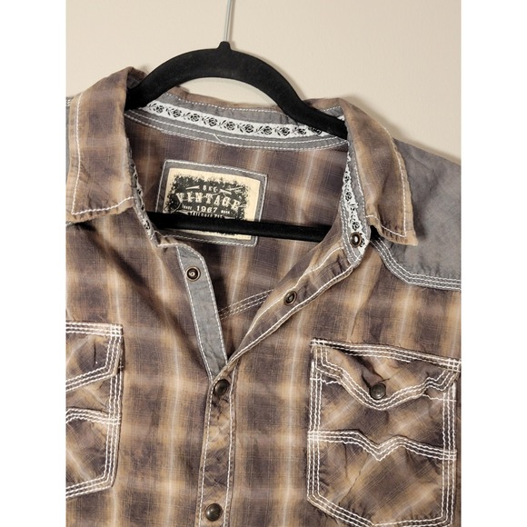 Buckle Other - NWOT BKE Vintage Mens XL Long Sleeve Western Shirt Pearl Snap Plaid Athletic Fit